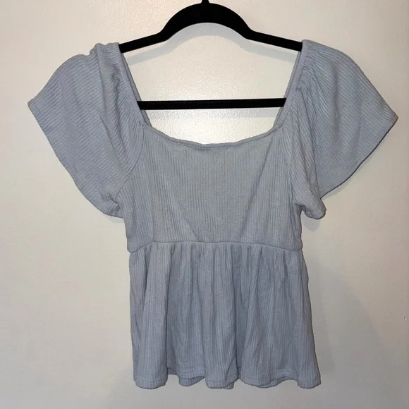 Altar'd State Light Blue Ruched Blouse - Picture 7 of 7